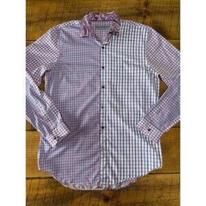Mens Etro Made in Italy Purple Blue Pink Paisley Plaid Cotton Button Down 41
